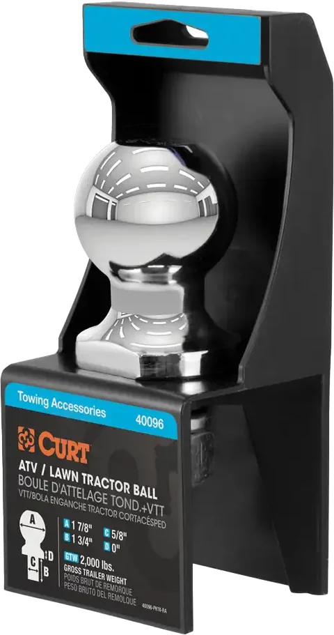 CURT 1-7/8 Inch ATV/UTV Trailer Balls - Durable Chrome-Plated Steel Hitch Couplings