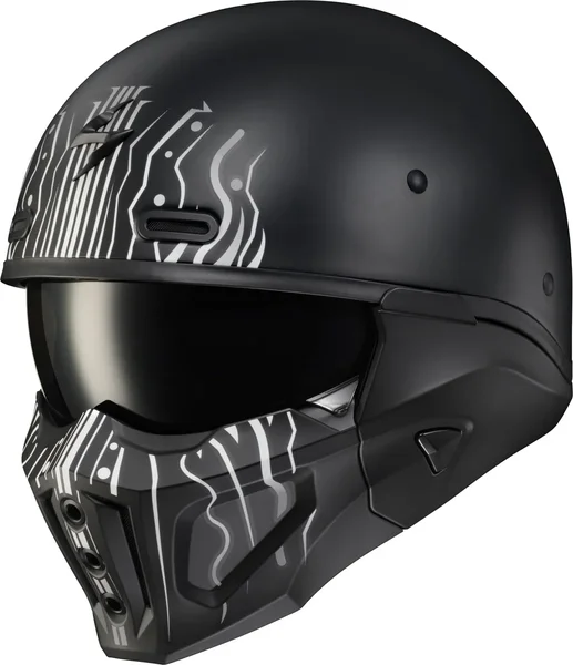 SCORPION EXO - COX-2004 - COVERT X OPEN-FACE HELMET TRIBE MATTE BLACK/WHITE MD