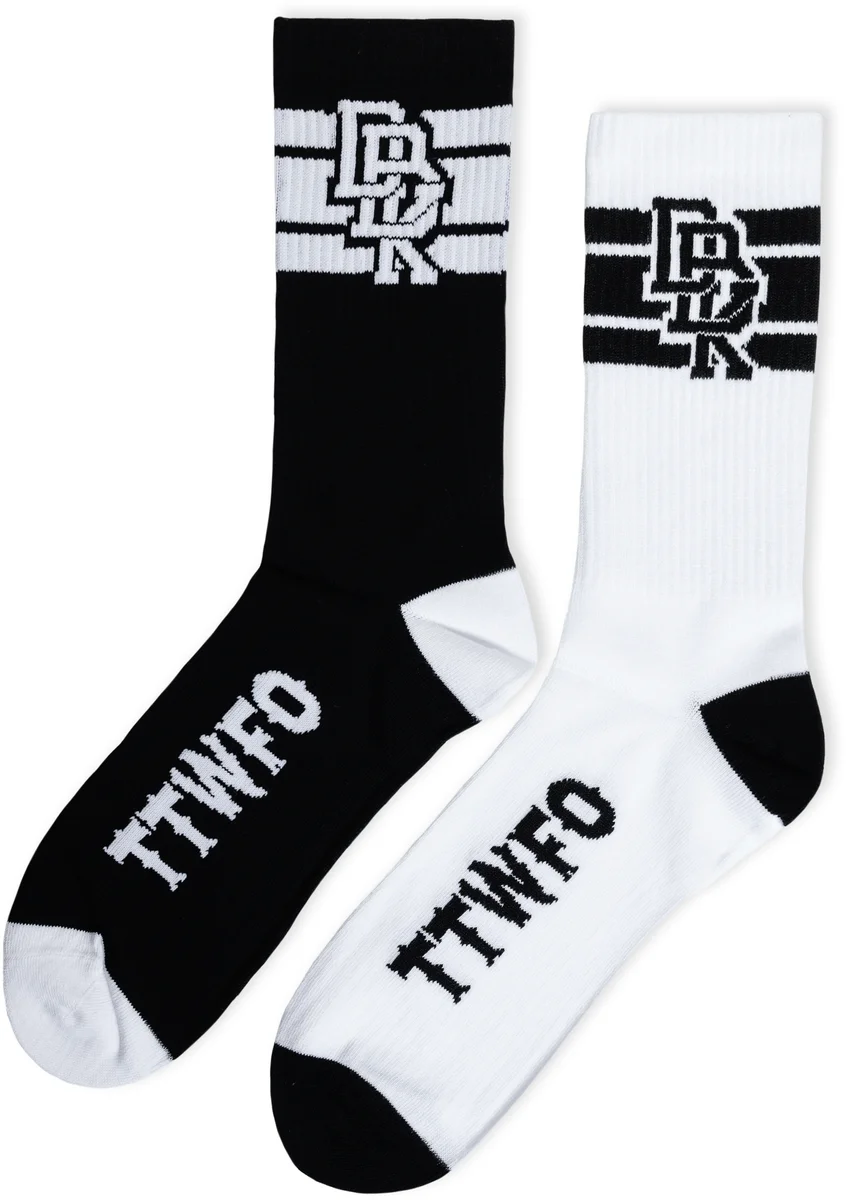 DBK - AC-STACKED2PK-SOCK - STACKED SOCKS 2 PACK BLACK AND WHITE