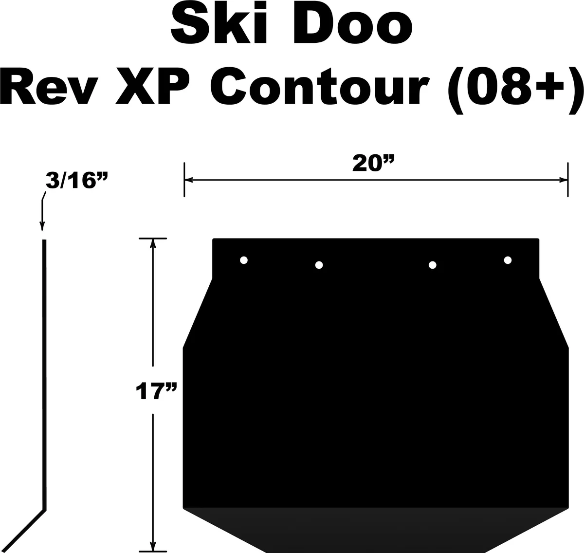 PDP SF-XP08PB Snow Flap - Durable High-Density Rubber Body Cover for Snowmobiles