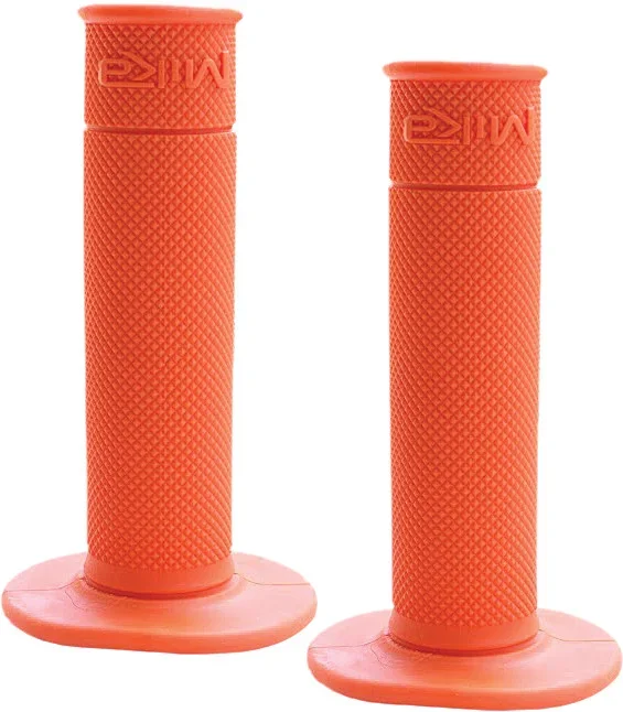 MIKA METALS Orange Waffle Motorcycle Grips - Enhanced Traction & Comfort for Riders