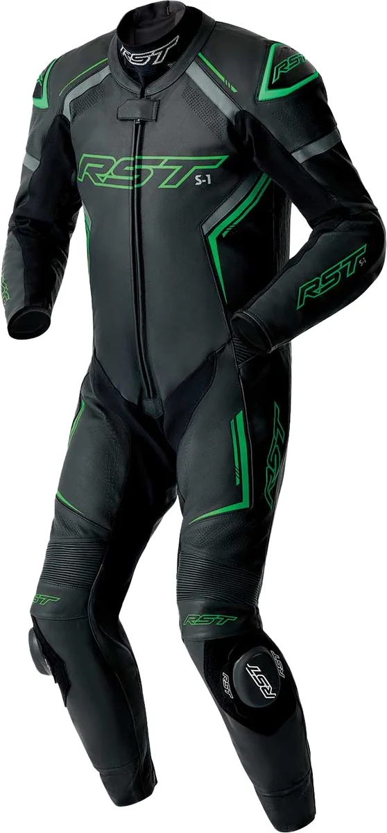 RST - 103604F.GRN-42 - S1 D3O SUIT BLK/GRY/FLO GRN LEATHER MD