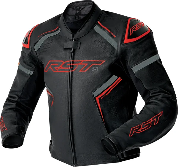 RST - 103605RED-42 - S1 D3O LEATHER JACKET BLK/GRY/RED MD
