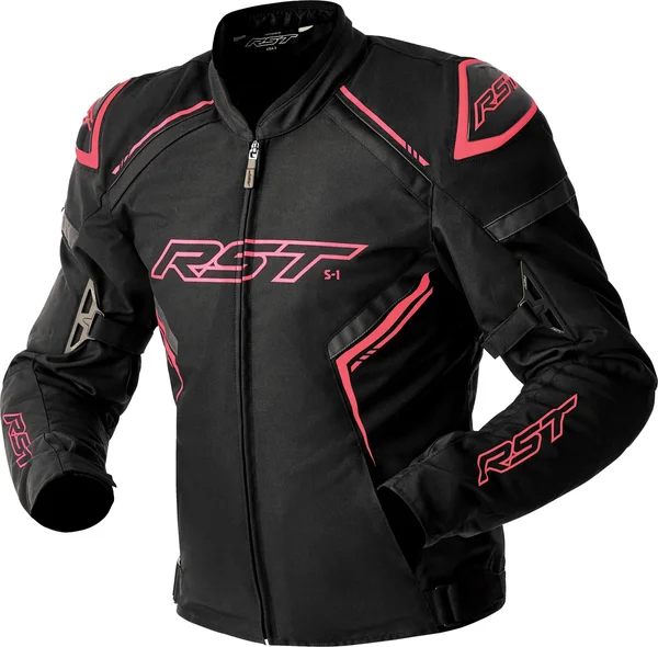 RST - 103629PNK-10 - S1 D3O TEXTILE LADIES JACKET BLK/FLO PINK SM
