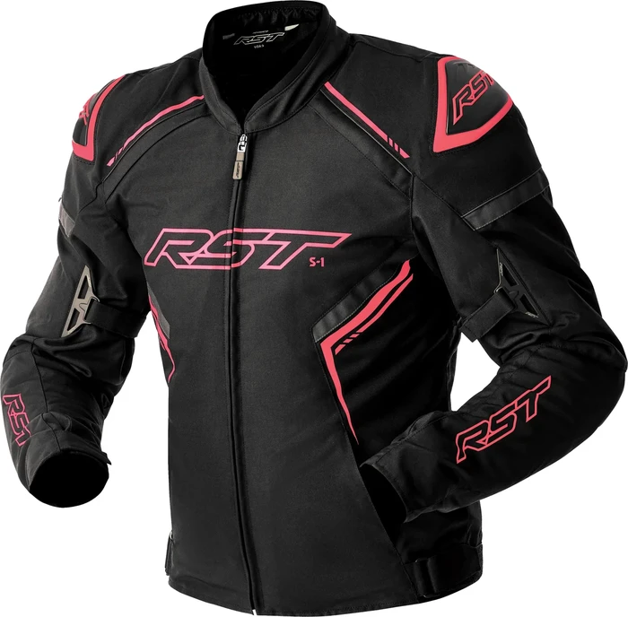 RST - 103629PNK-16 - S1 D3O TEXTILE LADIES JACKET BLK/FLO PINK XL