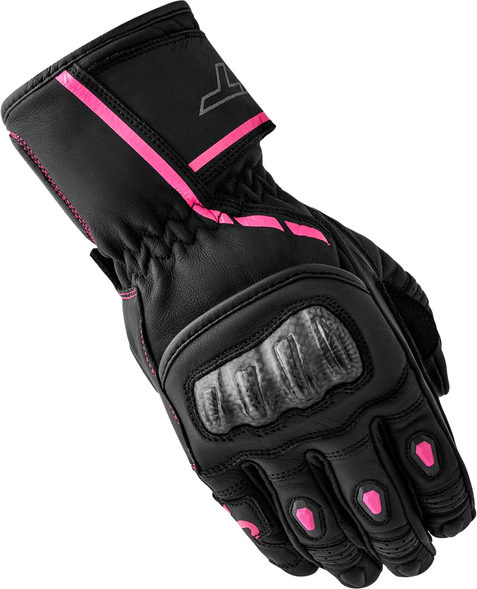 RST - 103653PNK-07 - S1 D3O LADIES GLOVE BLACK/PINK LEATHER MD