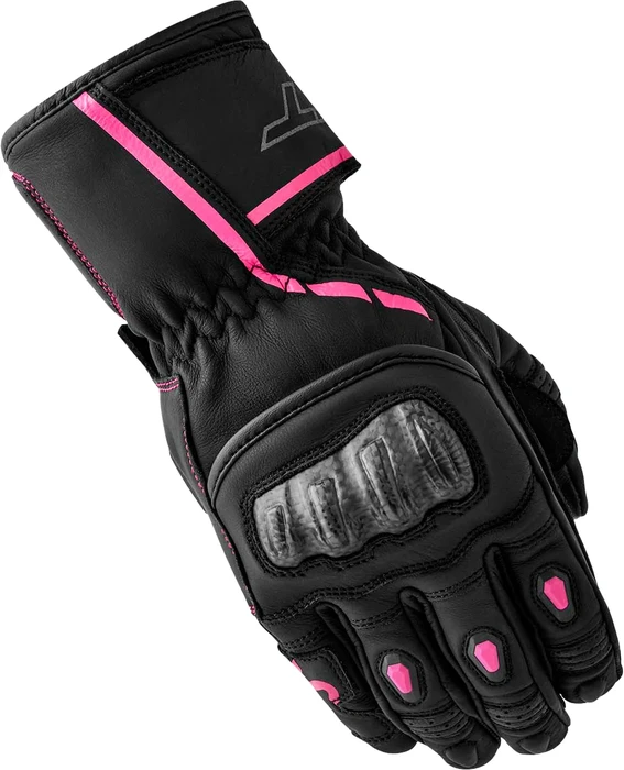 RST - 103653PNK-09 - S1 D3O LADIES GLOVE BLACK/PINK LEATHER XL