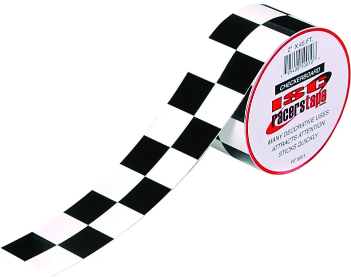 ISC RT5001 Checkerboard Tape - Durable Black & White Adhesive Vinyl for Powersports