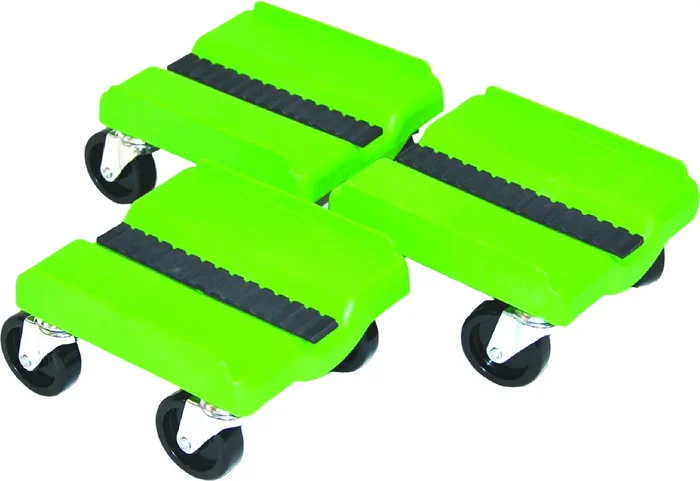 SUPERCADDY SS GRN Four Wheel Dolly Set - Durable Gear Transport Tool for Powersports Enthusiasts
