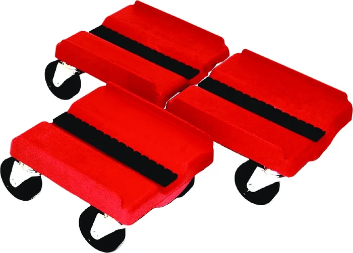 SUPERCADDY SS RED Four-Wheel Dolly Set - Durable Motorcycle Transport Tool