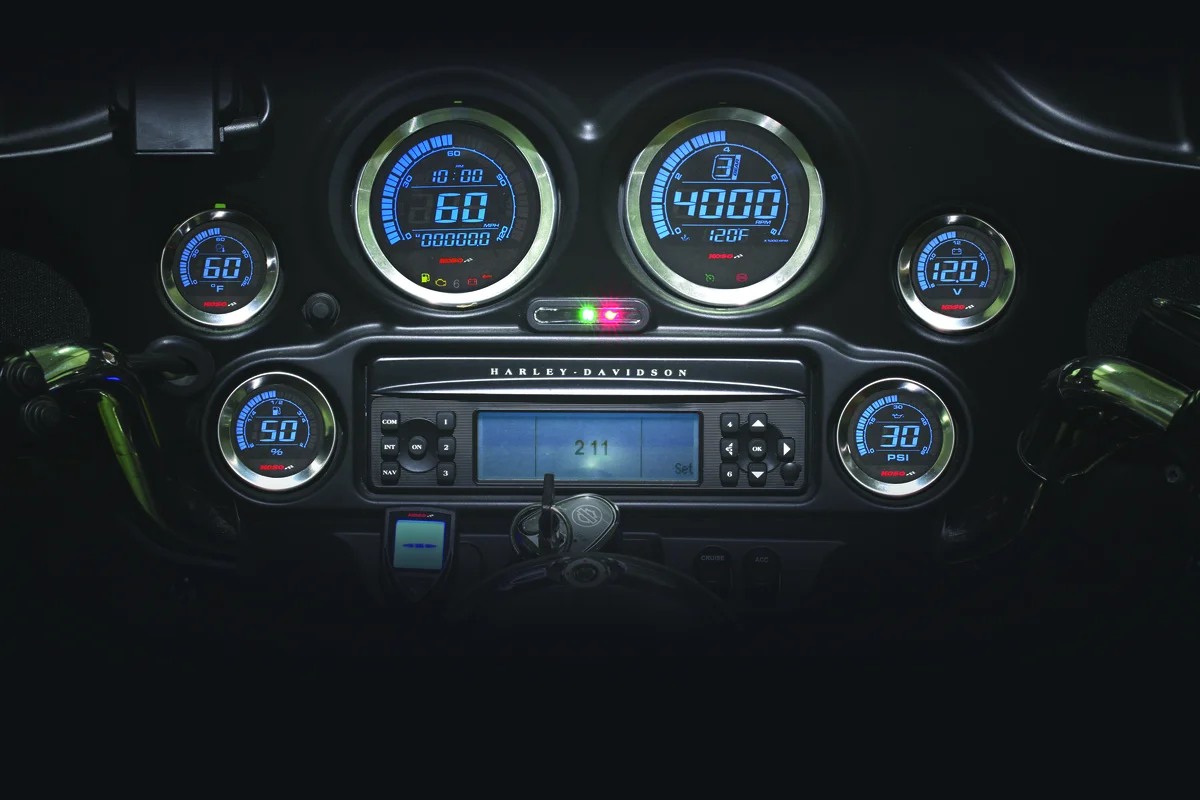 KOSO Digital Harley Gauge Cluster - High-Resolution Motorcycle Dashboard