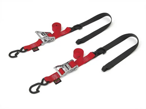 POWERTYE 1 1/2" Fat Ratchet Straps with Soft Tie & Secure Hooks - Durable Tie-Downs for Powersports