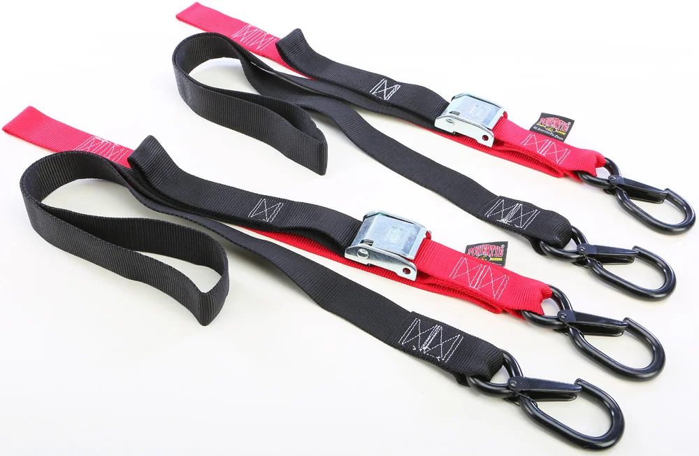 POWERTYE 1 1/2" Fat Straps with Soft Tie & Secure Hooks - Durable Tie-Downs for Powersports