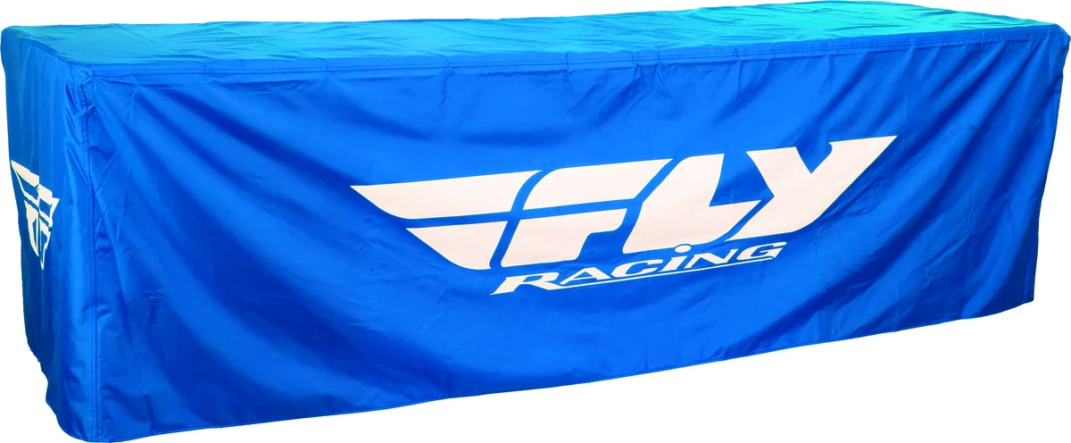 Fly Racing 8' Blue Table Cover - Durable Promotional Event Cover for Racing Enthusiasts