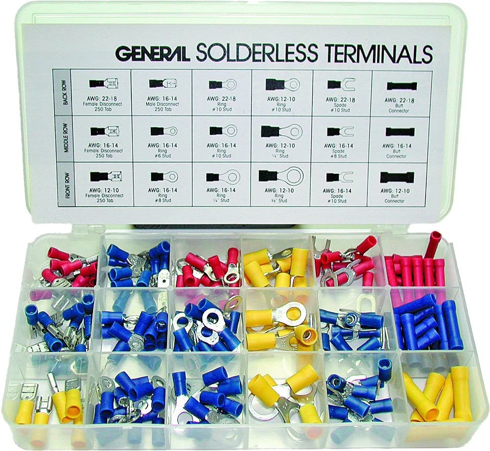 SP1 Insulated Terminal Assortment - 180 Pure Copper Terminals for Electrical Systems