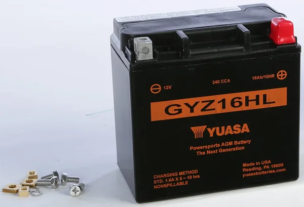 YUASA YUAM716GHL GYZ Series AGM Battery - High Capacity Motorcycle Battery with 12V 7Ah