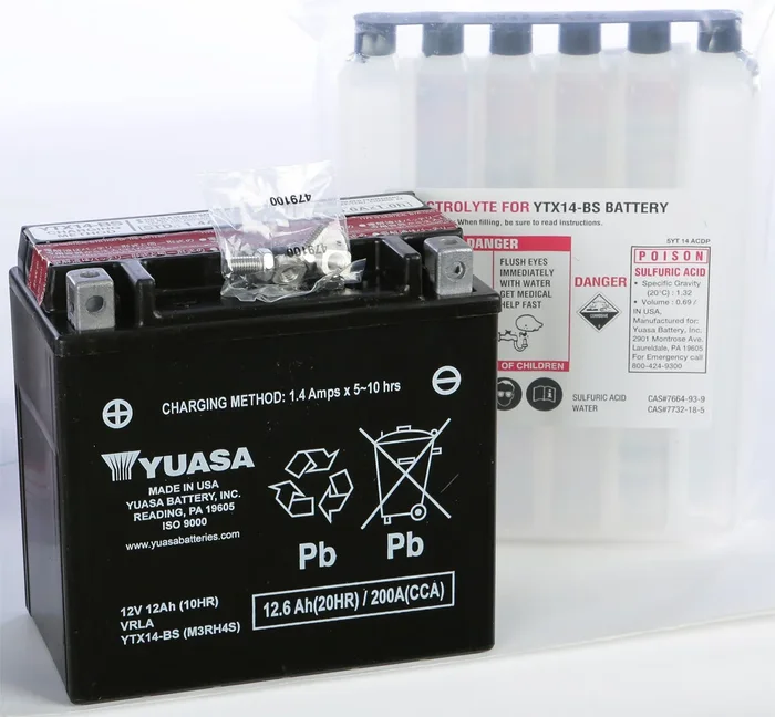 YUASA YUAM3RH4S AGM Maintenance-Free Battery - High-Capacity Power for Powersports