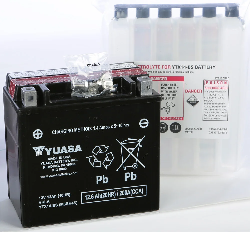 YUASA YUAM3RH4S AGM Maintenance-Free Battery - High-Capacity Power for Powersports