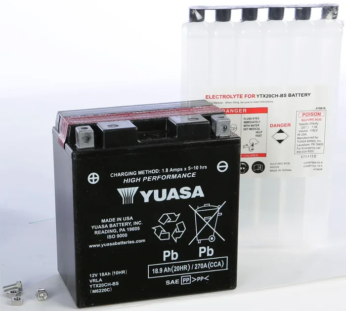 YUASA YUAM6220C AGM Maintenance-Free Battery - High-Capacity Power for Powersports Vehicles