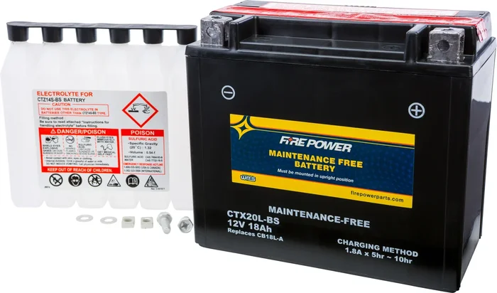 FIRE POWER CTX20L-BS Maintenance Free Sealed Battery - Long-Lasting Power for Powersports