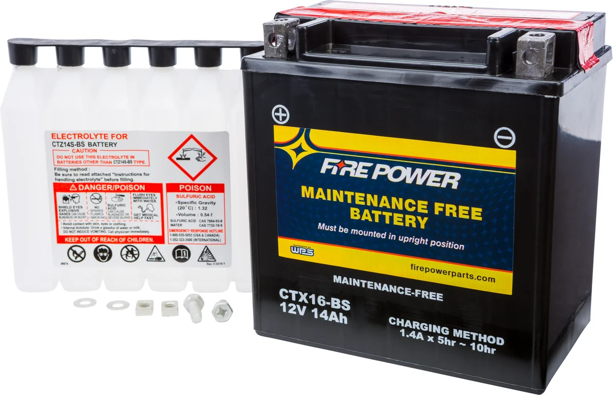 FIRE POWER CTX16-BS Maintenance-Free Sealed Battery for Powersports Vehicles – Durable & Reliable Power Source
