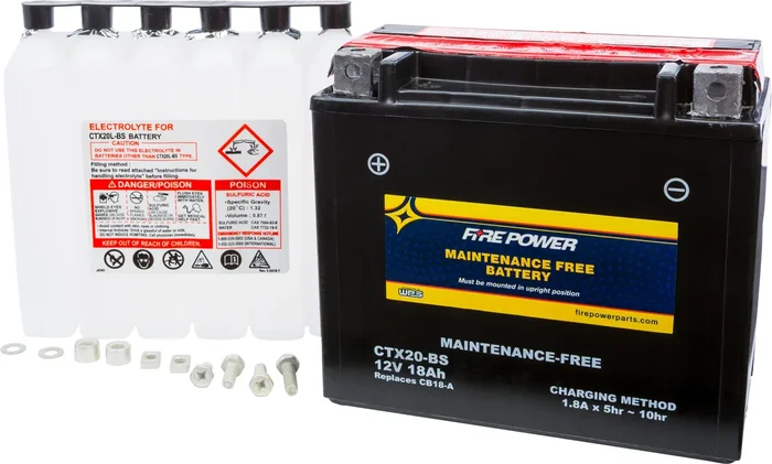 FIRE POWER CTX20-BS Maintenance-Free Sealed Battery for Powersports – Durable & Reliable Power Source