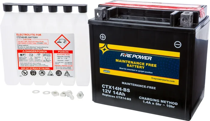 FIRE POWER CTX14H-BS Maintenance Free Sealed Battery - Durable Power for Powersports