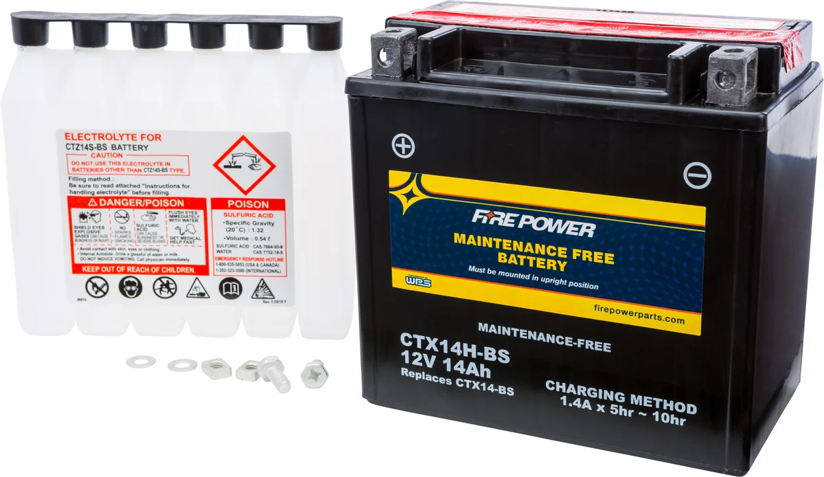 FIRE POWER CTX14H-BS Maintenance Free Sealed Battery - Durable Power for Powersports