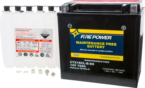 FIRE POWER CTX16CL-B-BS Maintenance Free Sealed Battery - Long-Lasting Power for Powersports