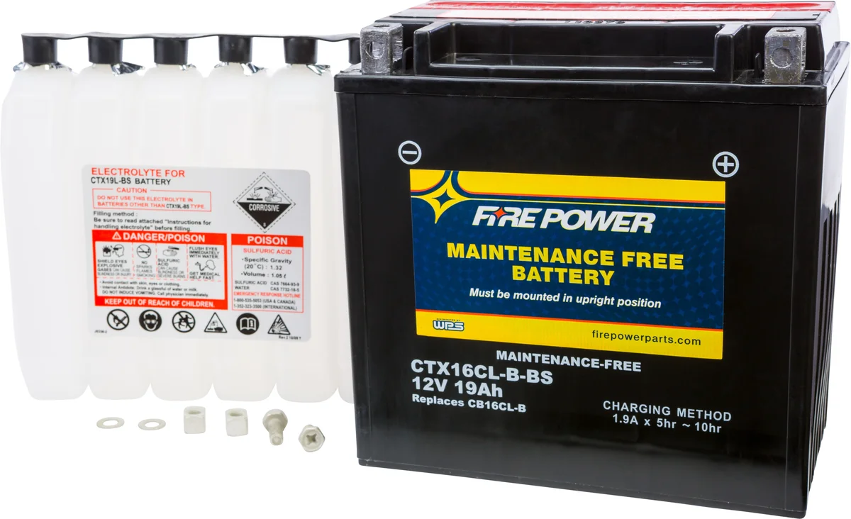FIRE POWER CTX16CL-B-BS Maintenance Free Sealed Battery - Long-Lasting Power for Powersports