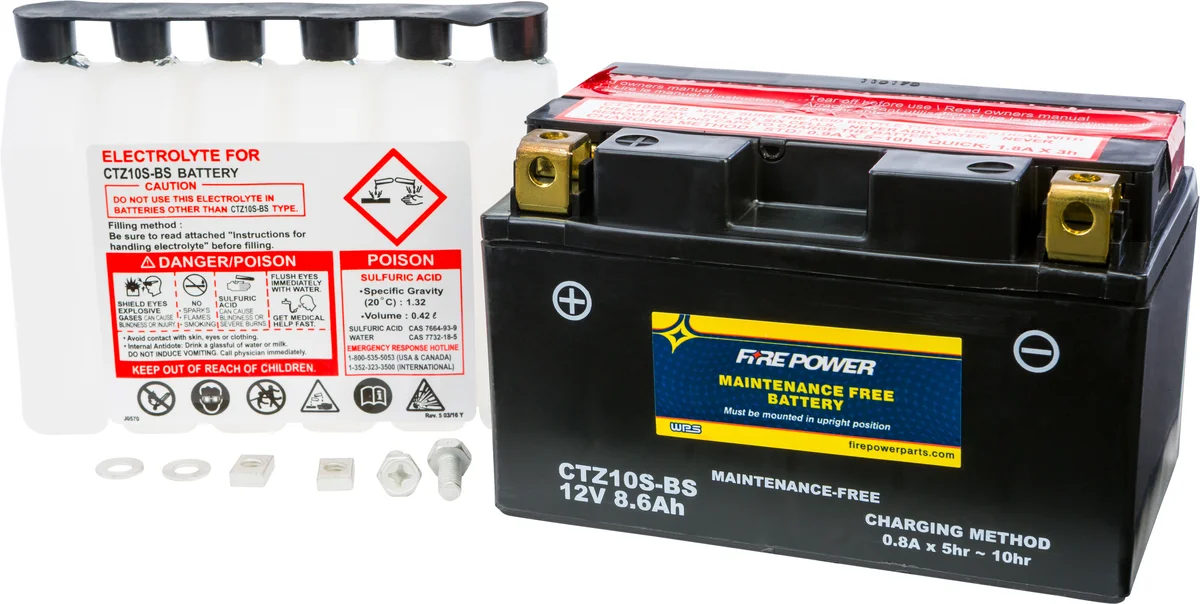 FIRE POWER CTZ10S-BS Maintenance-Free Sealed Battery | Powersports Battery