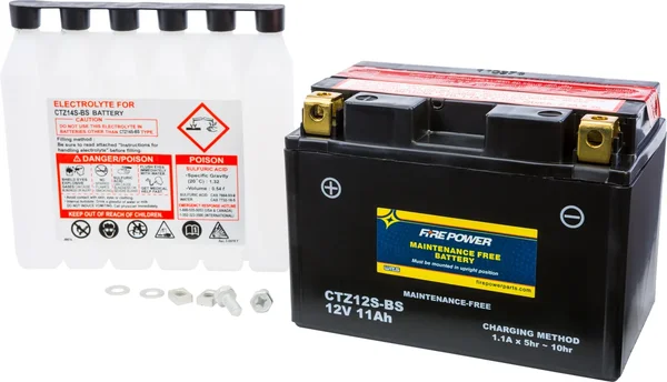 FIRE POWER CTZ12S-BS Maintenance Free Sealed Battery - Durable Power for Powersports