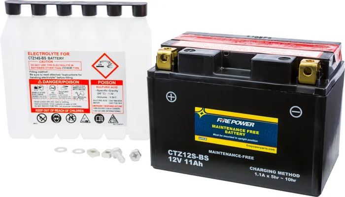 FIRE POWER CTZ12S-BS Maintenance Free Sealed Battery - Durable Power for Powersports