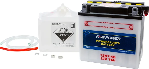 FIRE POWER 12N7-4B 12V Standard Battery w/Acid Pack - High-Capacity Motorcycle Battery