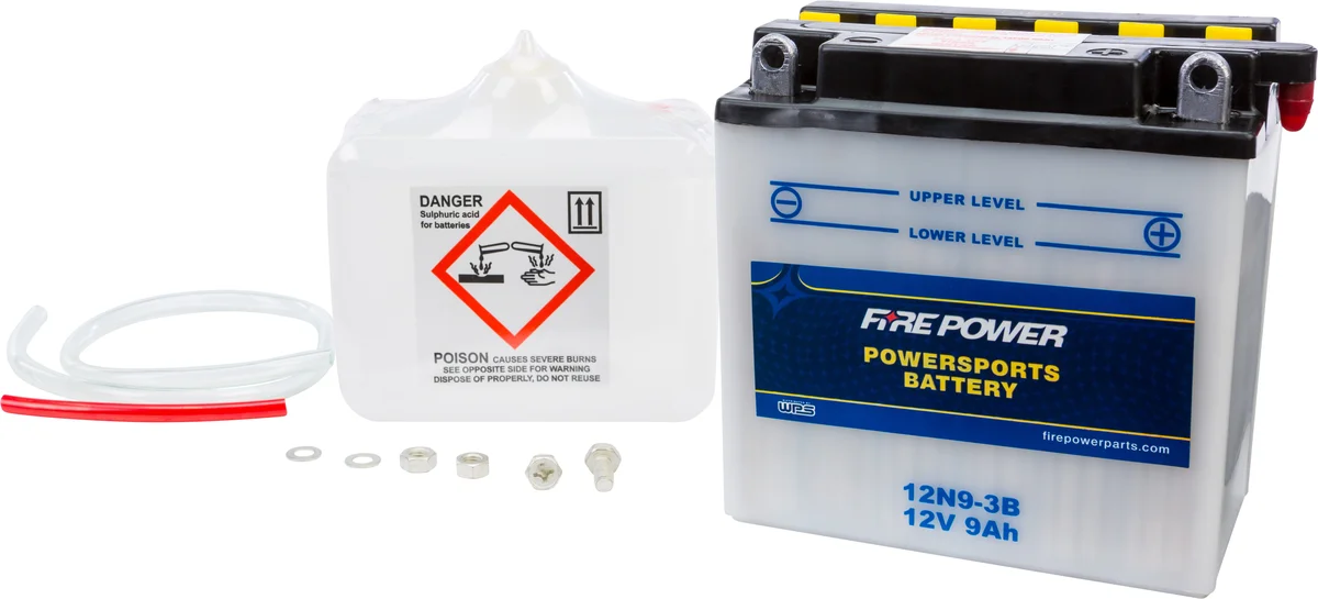 FIRE POWER 12N9-3B 12V Battery - High-Capacity Standard Battery for Powersports Vehicles