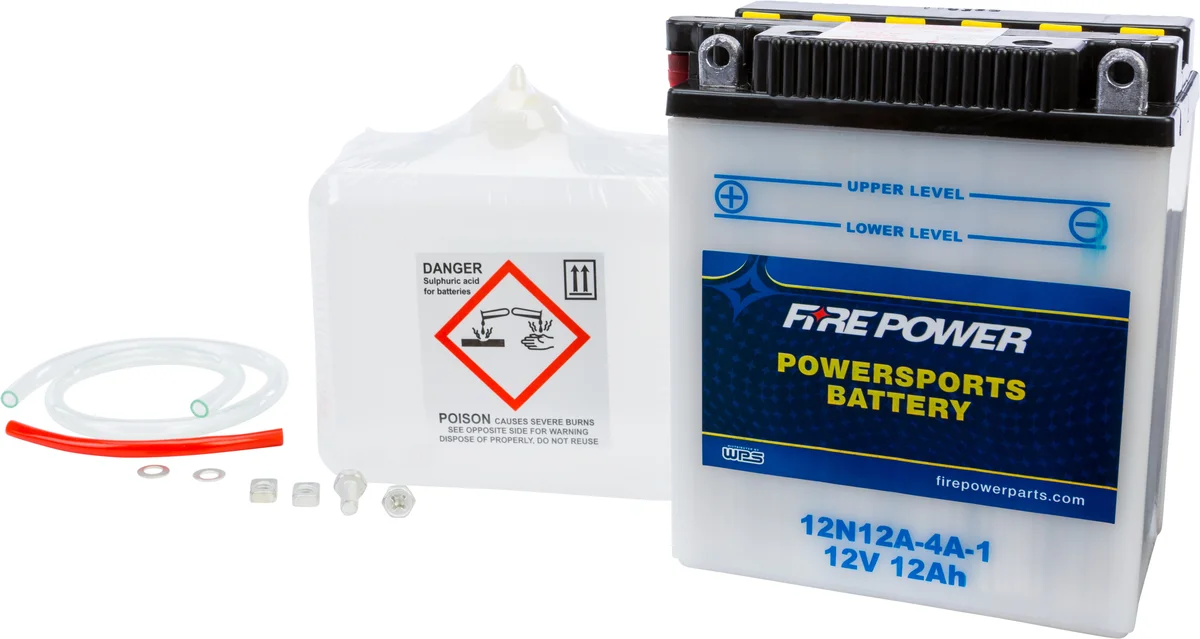 FIRE POWER 12V Standard Battery with Acid Pack - Reliable Power for Powersports Vehicles