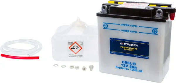 FIRE POWER CB5L-B 12V Heavy Duty Battery with Acid Pack - Reliable Power for Powersports Vehicles