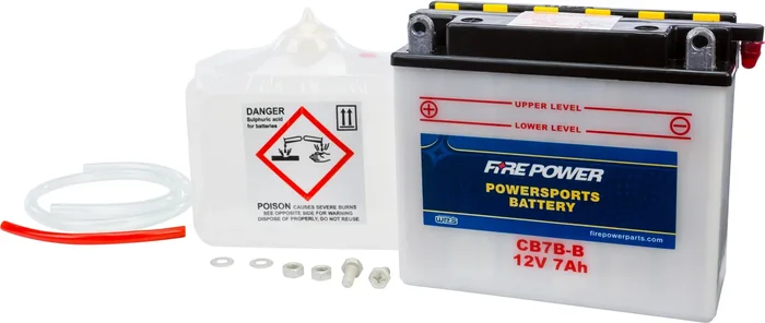 FIRE POWER CB7B-B 12V Heavy Duty Battery with Acid Pack - Reliable Power for Powersports