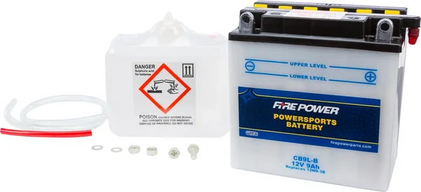 FIRE POWER CB9L-B 12V Heavy Duty Battery with Acid Pack - Reliable Power for Powersports
