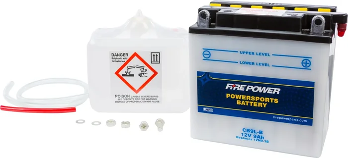 FIRE POWER CB9L-B 12V Heavy Duty Battery with Acid Pack - Reliable Power for Powersports