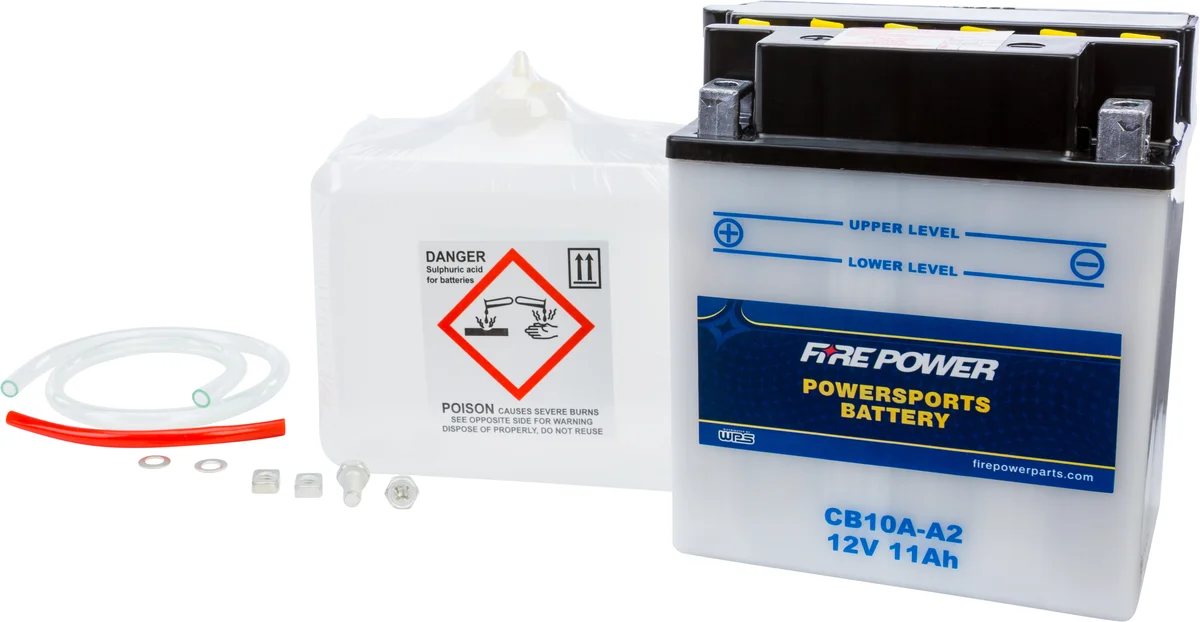 FIRE POWER CB10A-A2 12V Heavy Duty Battery with Acid Pack - Durable Power for Powersports