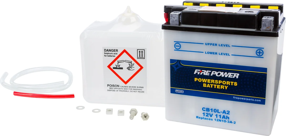 FIRE POWER CB10L-A2 12V Heavy Duty Battery w/Acid Pack - Reliable Power for Powersports
