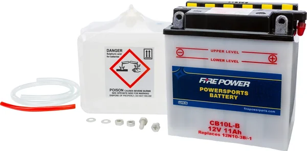 FIRE POWER CB10L-B 12V Heavy Duty Battery with Acid Pack - Reliable Power for Powersports