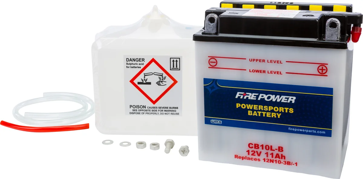 FIRE POWER CB10L-B 12V Heavy Duty Battery with Acid Pack - Reliable Power for Powersports