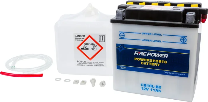FIRE POWER CB10L-B2 12V Heavy Duty Battery with Acid Pack - Durable Power for Powersports