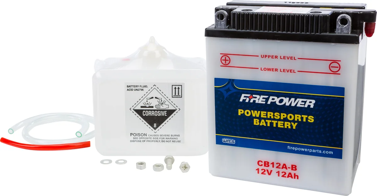 FIRE POWER CB12A-B 12V Heavy Duty Battery with Acid Pack - Reliable Power for Powersports