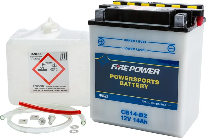 FIRE POWER CB14-B2 12V Heavy Duty Battery w/Acid Pack - Reliable Power for Powersports