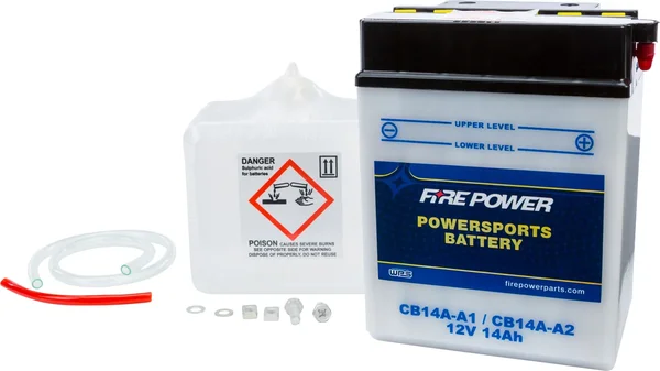 FIRE POWER CB14A-A2 12V Heavy Duty Battery w/Acid Pack - Reliable Power for Powersports