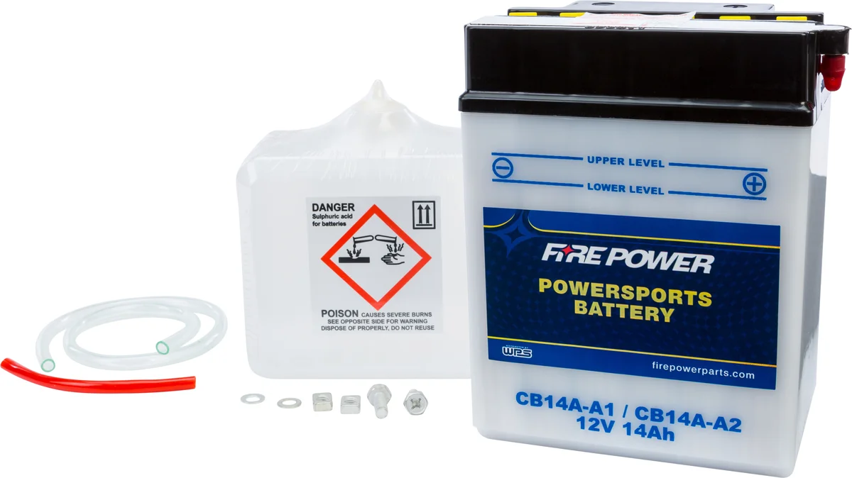 FIRE POWER CB14A-A2 12V Heavy Duty Battery w/Acid Pack - Reliable Power for Powersports