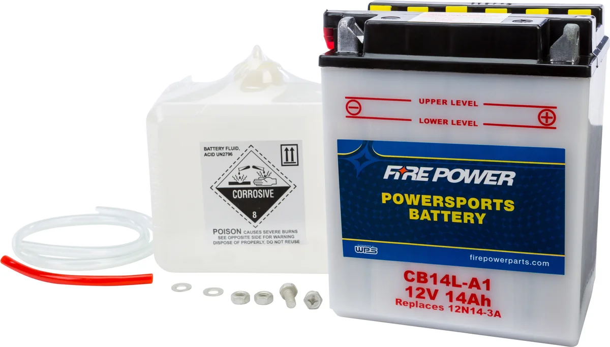 FIRE POWER CB14L-A1 12V Heavy Duty Battery w/Acid Pack - Reliable Power for Powersports